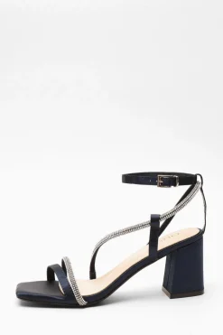 Quiz Shoe & Bag Sets|Occasion Shoes>Satin Diamante Block Heeled Sandals