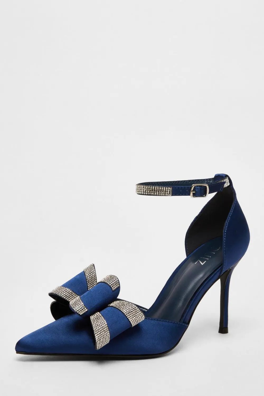 Quiz Shoe & Bag Sets|Occasion Shoes>Satin Diamante Bow Court Heels