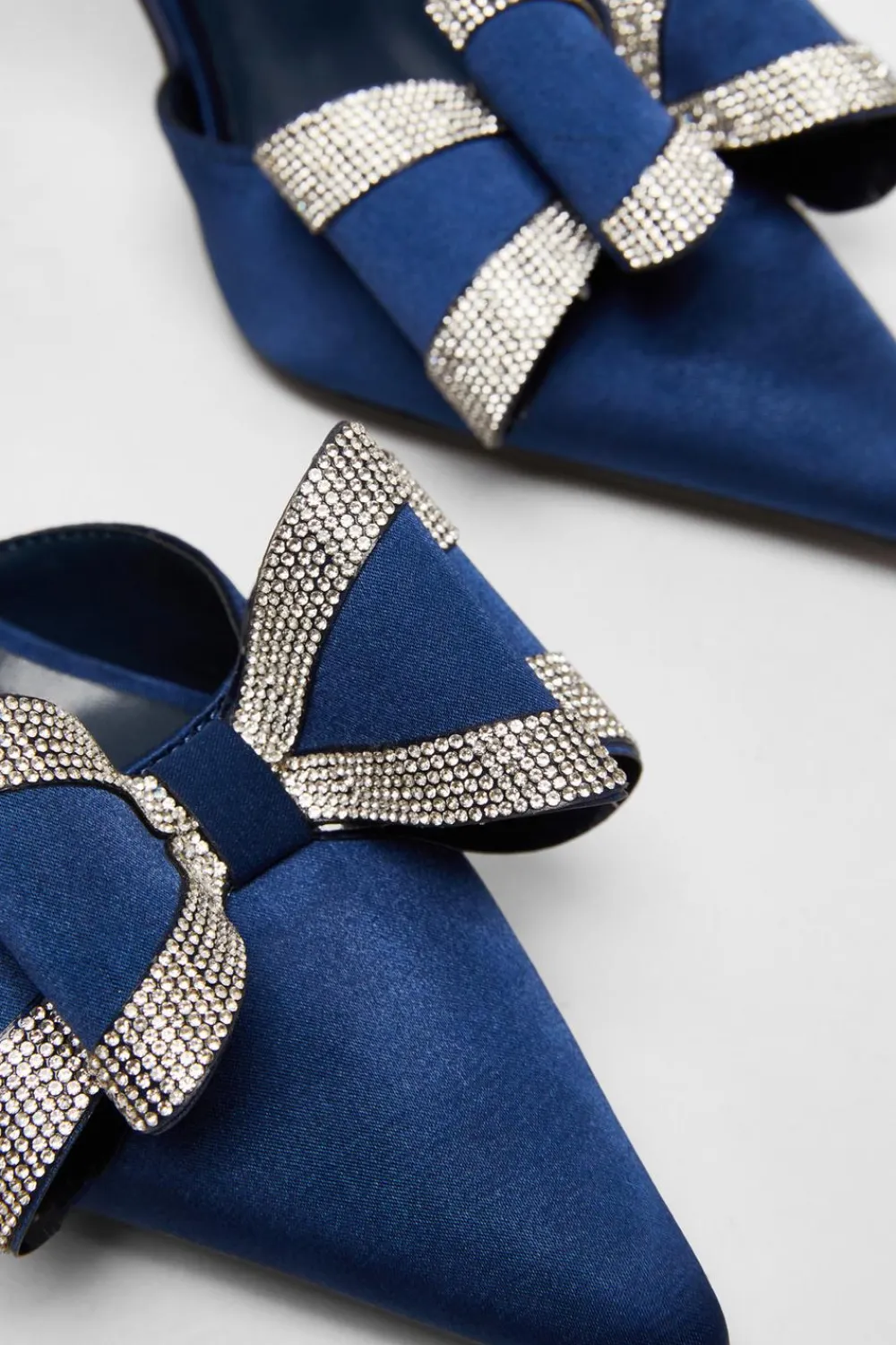 Quiz Shoe & Bag Sets|Occasion Shoes>Satin Diamante Bow Court Heels