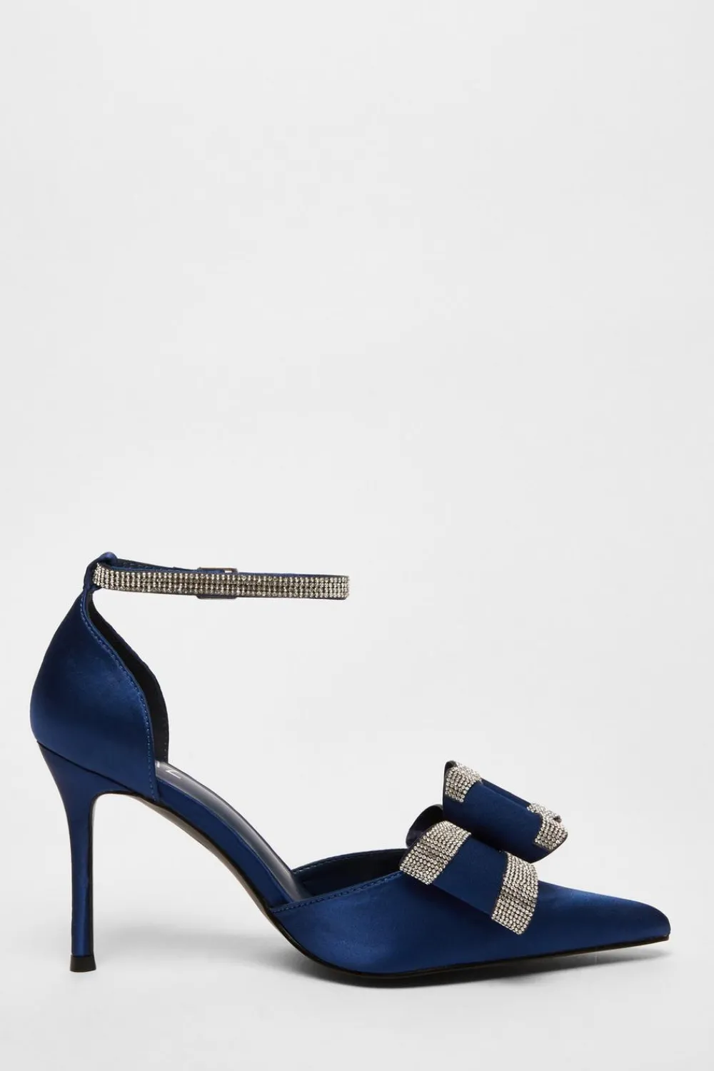 Quiz Shoe & Bag Sets|Occasion Shoes>Satin Diamante Bow Court Heels