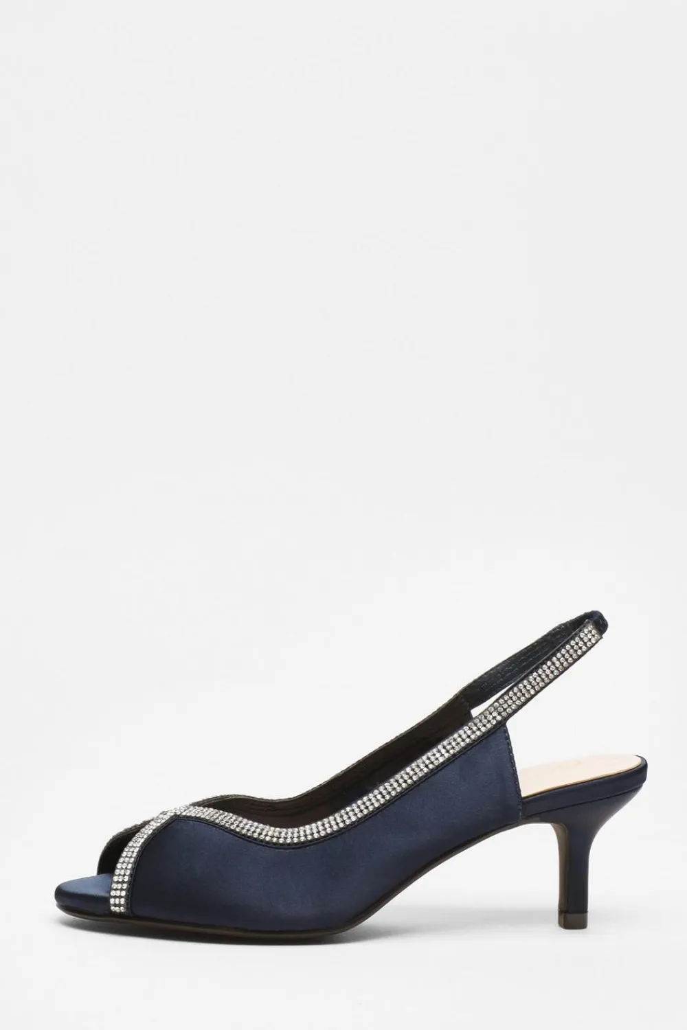 Quiz Shoe & Bag Sets|Occasion Shoes>Satin Diamante Low Heeled Slingback Heels