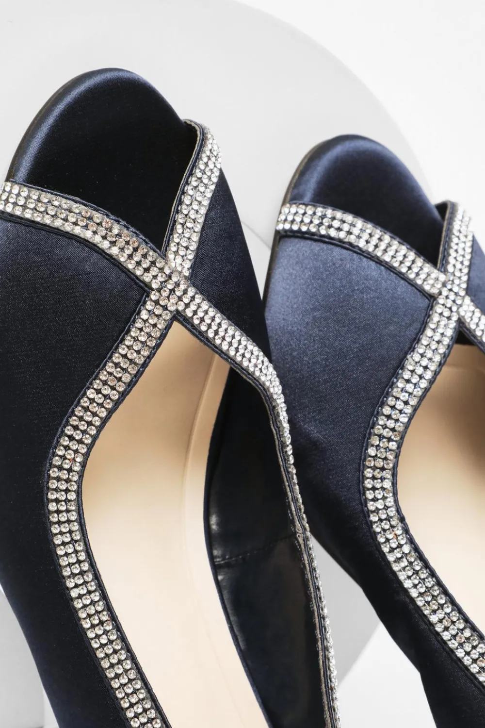 Quiz Shoe & Bag Sets|Occasion Shoes>Satin Diamante Low Heeled Slingback Heels
