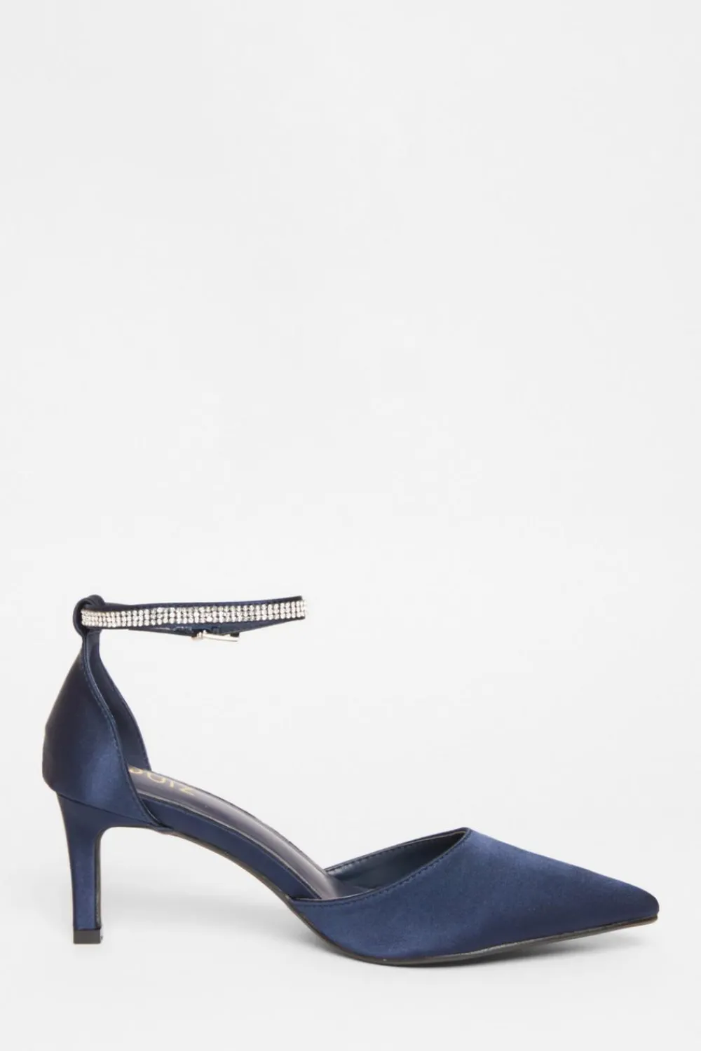 Quiz Shoe & Bag Sets|Occasion Shoes>Satin Diamante Strap Court Heels