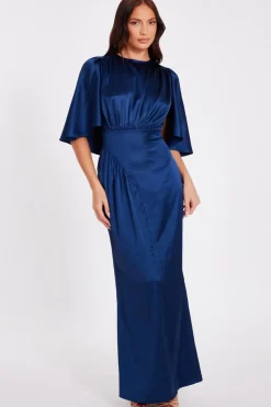 Quiz Evening Dresses|Dresses>Navy Satin Maxi Dress