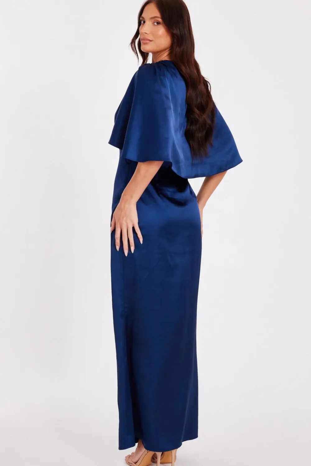 Quiz Evening Dresses|Dresses>Navy Satin Maxi Dress