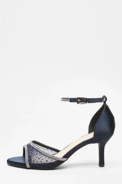 Quiz Shoe & Bag Sets|Occasion Shoes>Satin Mesh Diamante Heeled Sandal