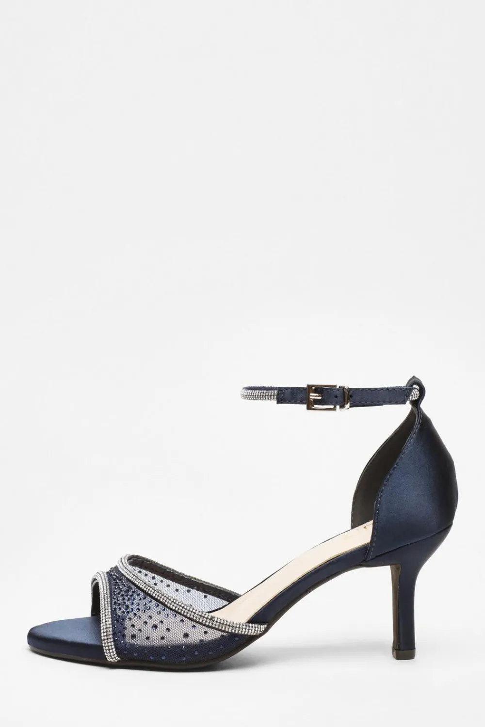 Quiz Shoe & Bag Sets|Occasion Shoes>Satin Mesh Diamante Heeled Sandal