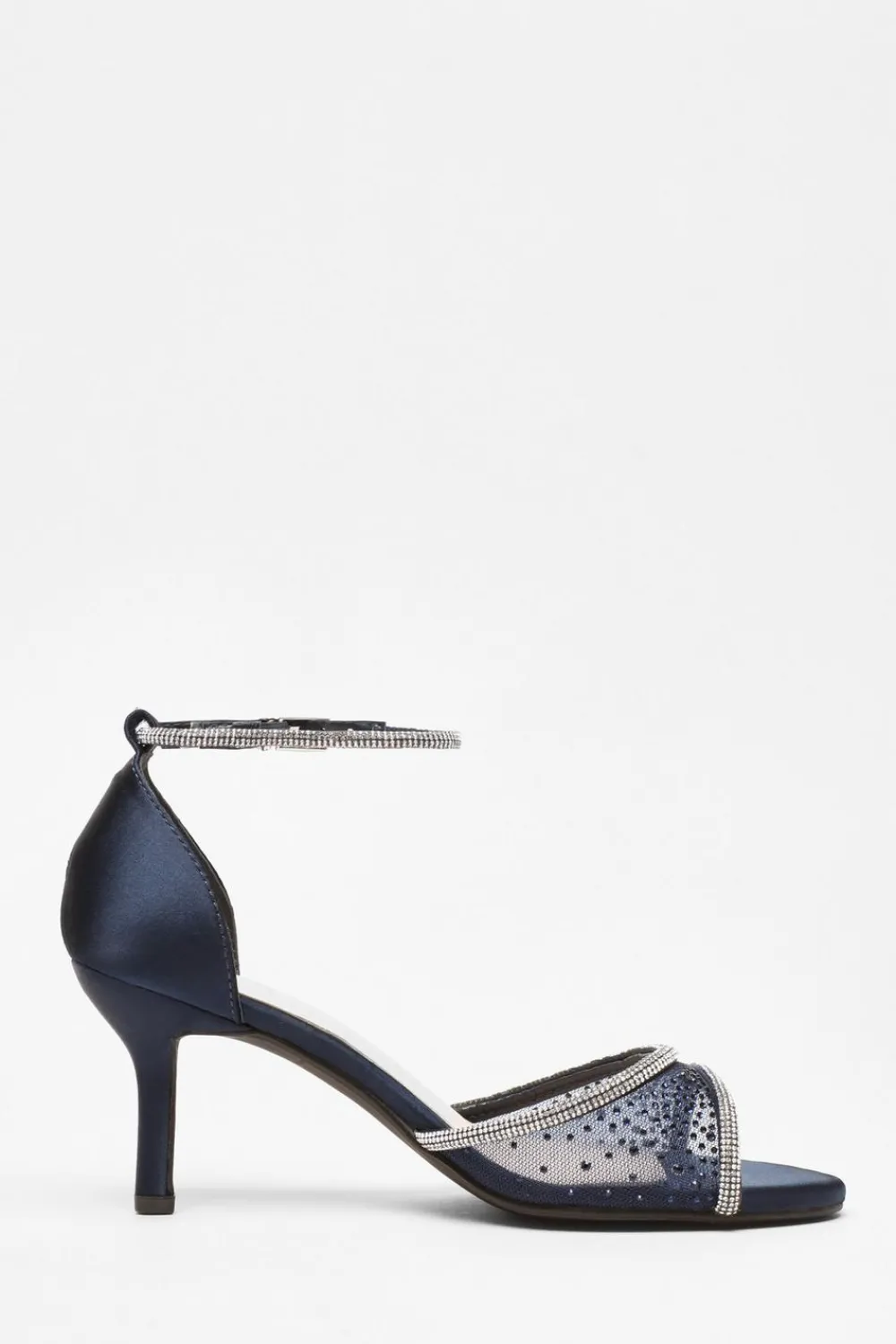 Quiz Shoe & Bag Sets|Occasion Shoes>Satin Mesh Diamante Heeled Sandal