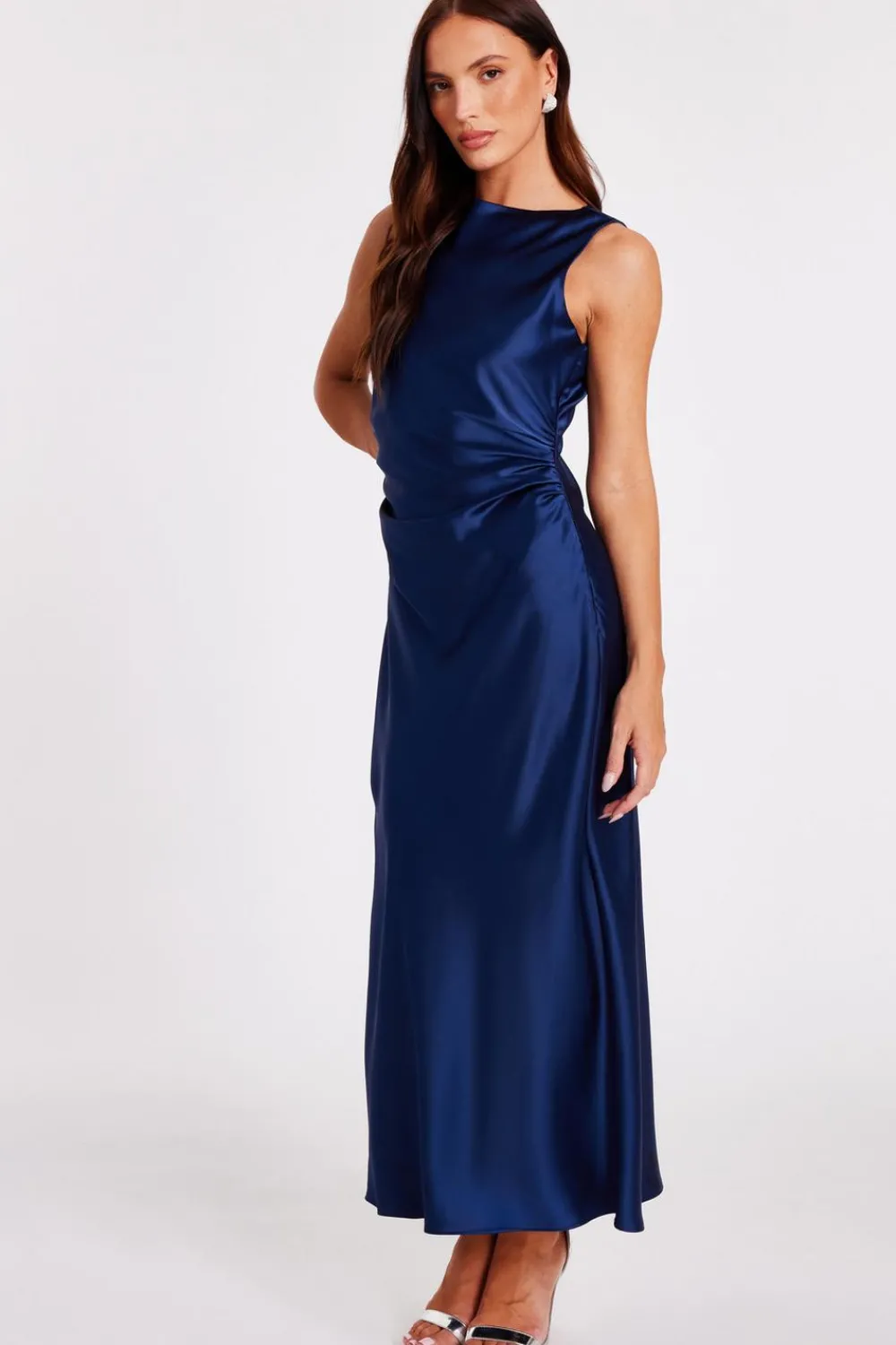 Quiz Evening Dresses|Day At The Races>Satin Ruched Midaxi Dress
