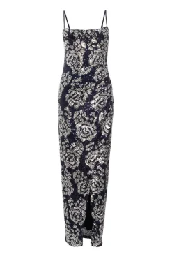 Quiz Prom Dresses|Evening Dresses>Navy Sequin Floral Maxi Dress
