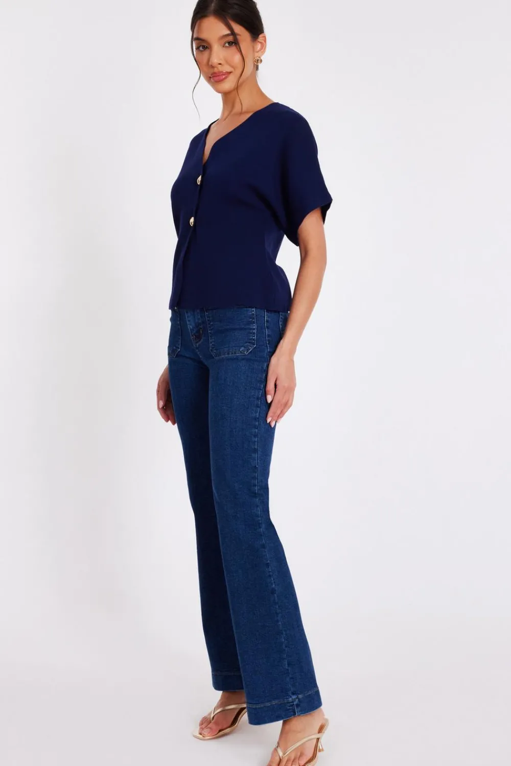 Quiz Day Tops|Tops>Short Sleeve Knit Cardigan