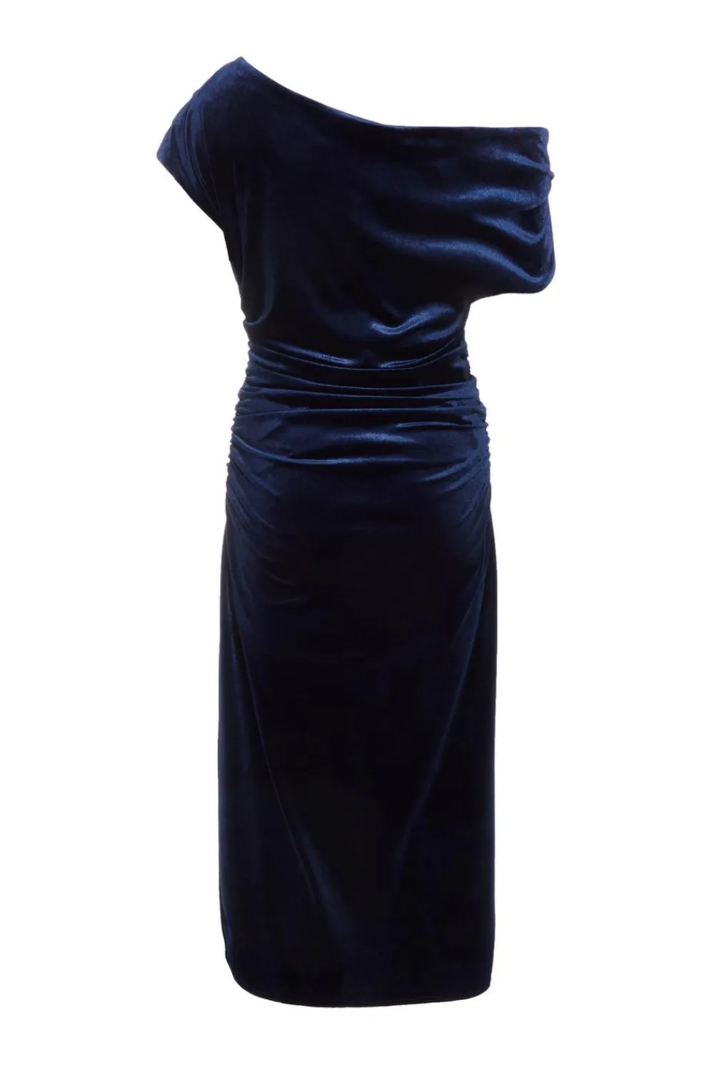 Quiz Evening Dresses|Occasion Dresses>Navy Velvet One Shoulder Midaxi Dress