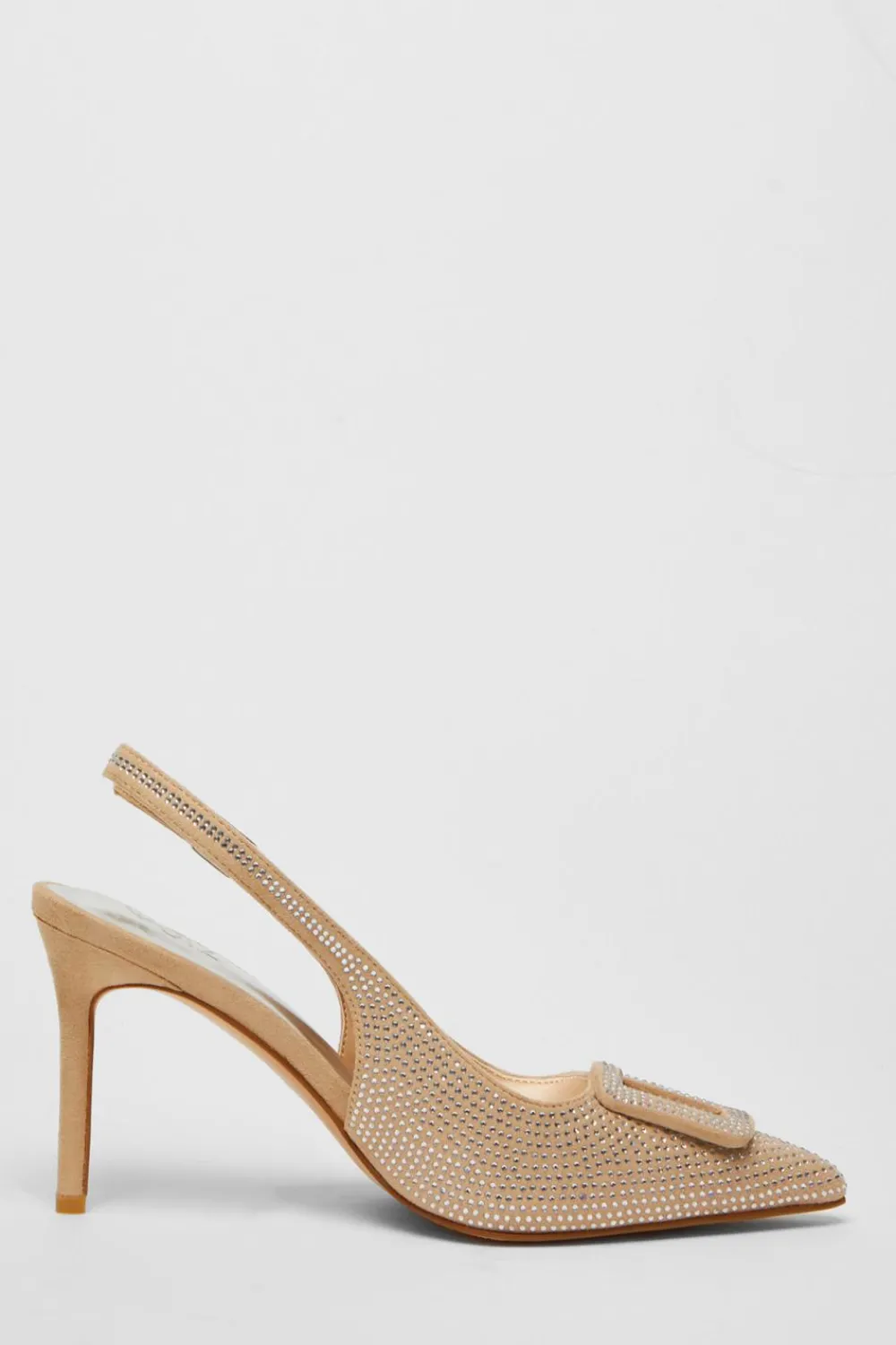 Quiz Shoe & Bag Sets|Occasion Shoes>Nude Diamante Court Sling Back Heel
