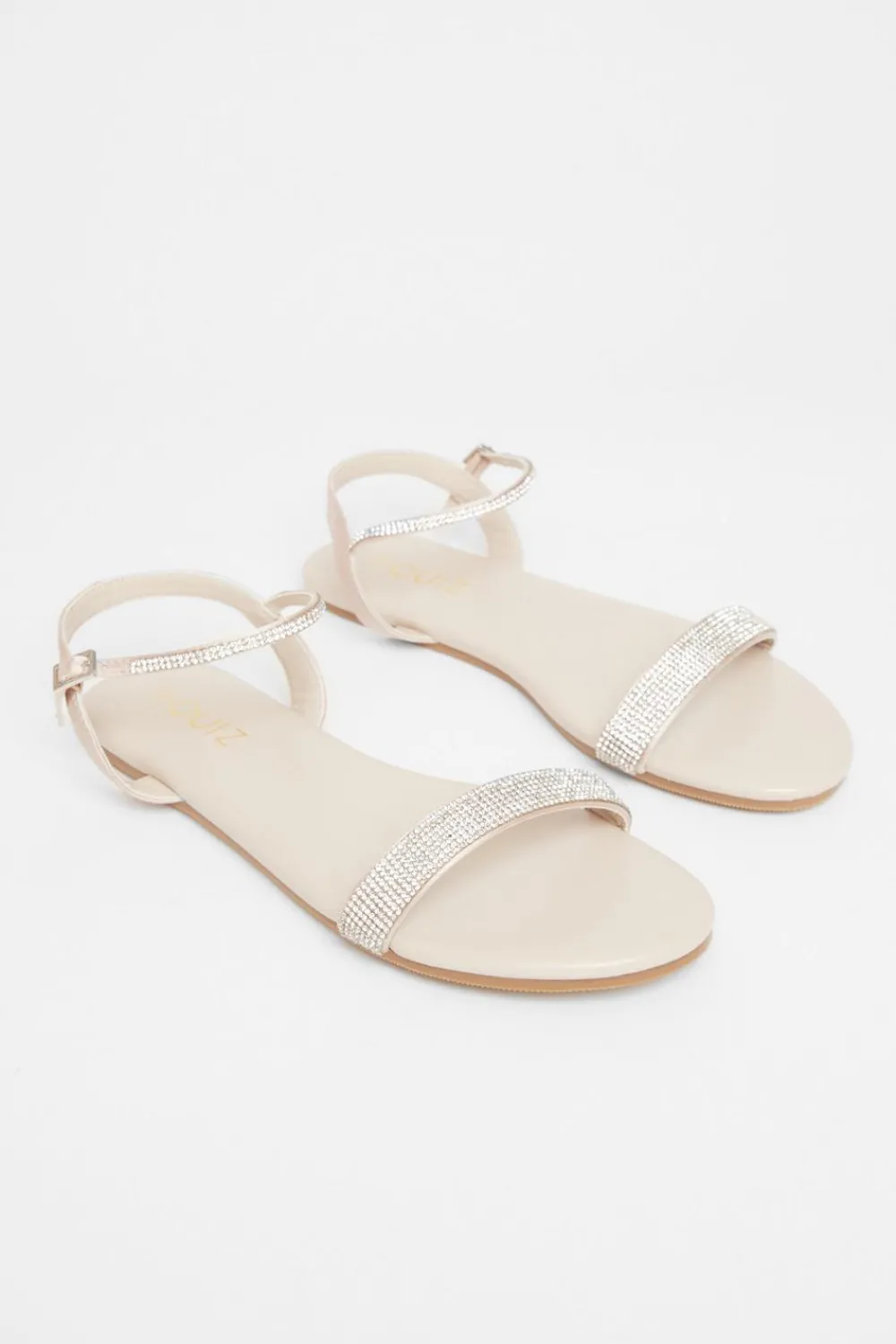 Quiz Sandals|Holiday Shoes>Diamante Flat Sandals
