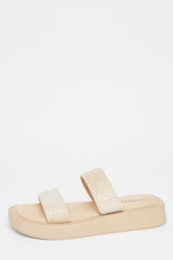 Quiz Holiday Shoes|Flats>Diamante Flatform Sandals