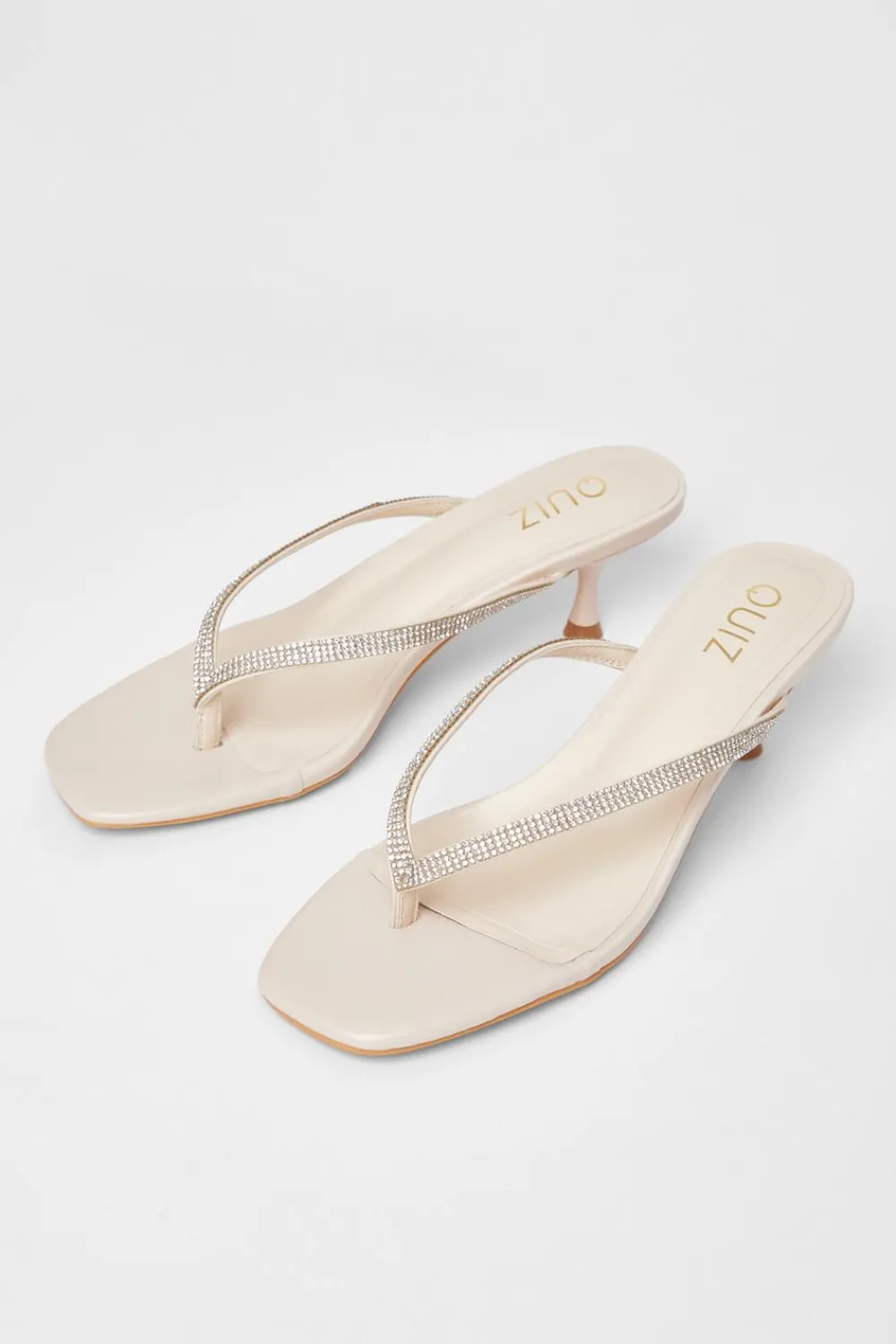 Quiz Holiday Shoes|Heels>Diamante Toe Post Heels