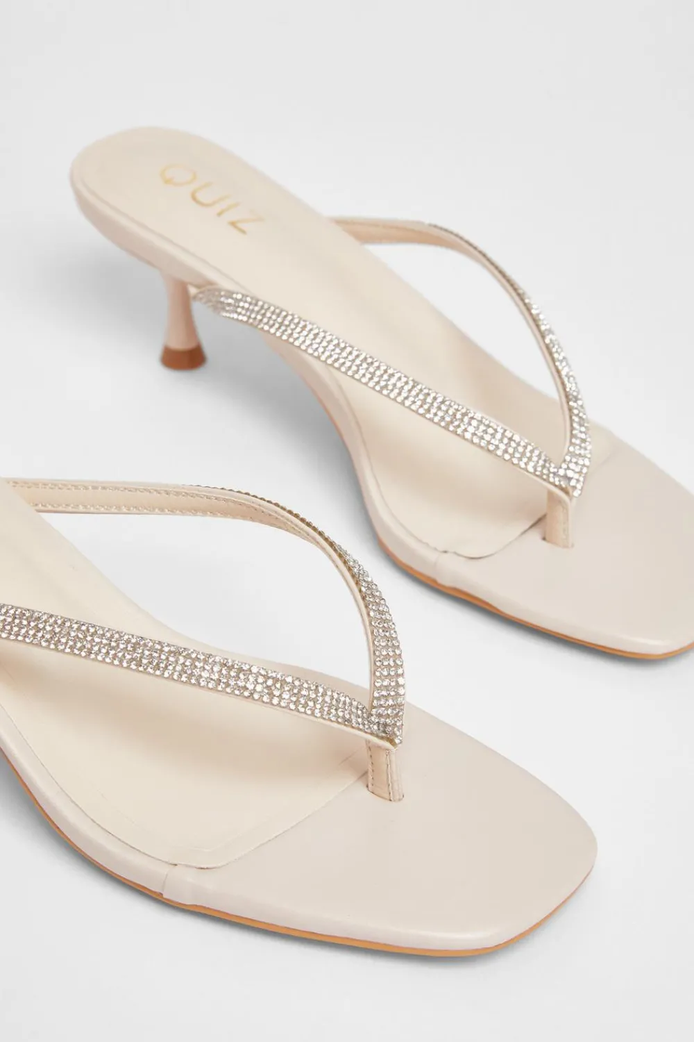 Quiz Holiday Shoes|Heels>Diamante Toe Post Heels