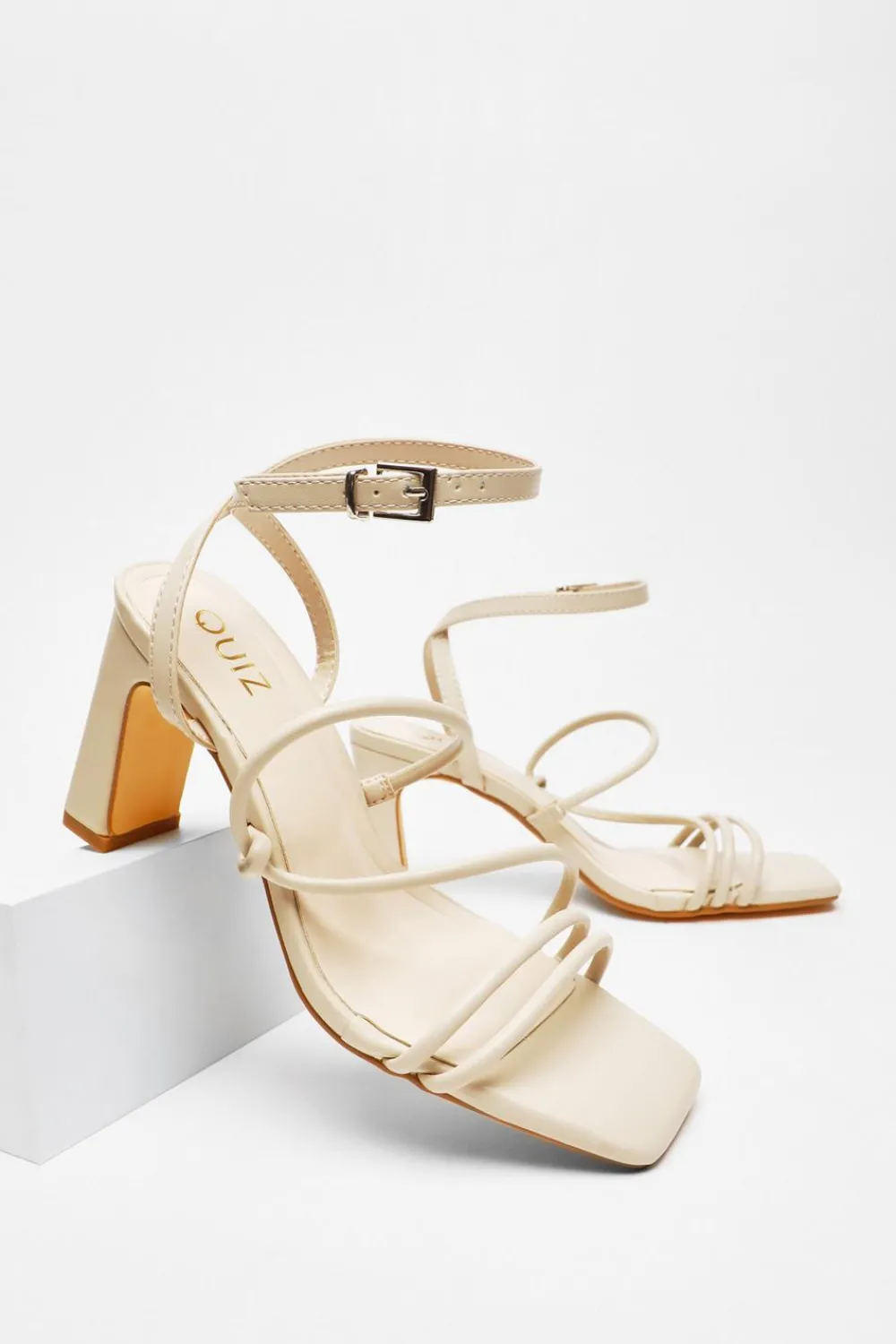 Quiz Sandals|Holiday Shoes>Faux Leather Block Heeled Sandals