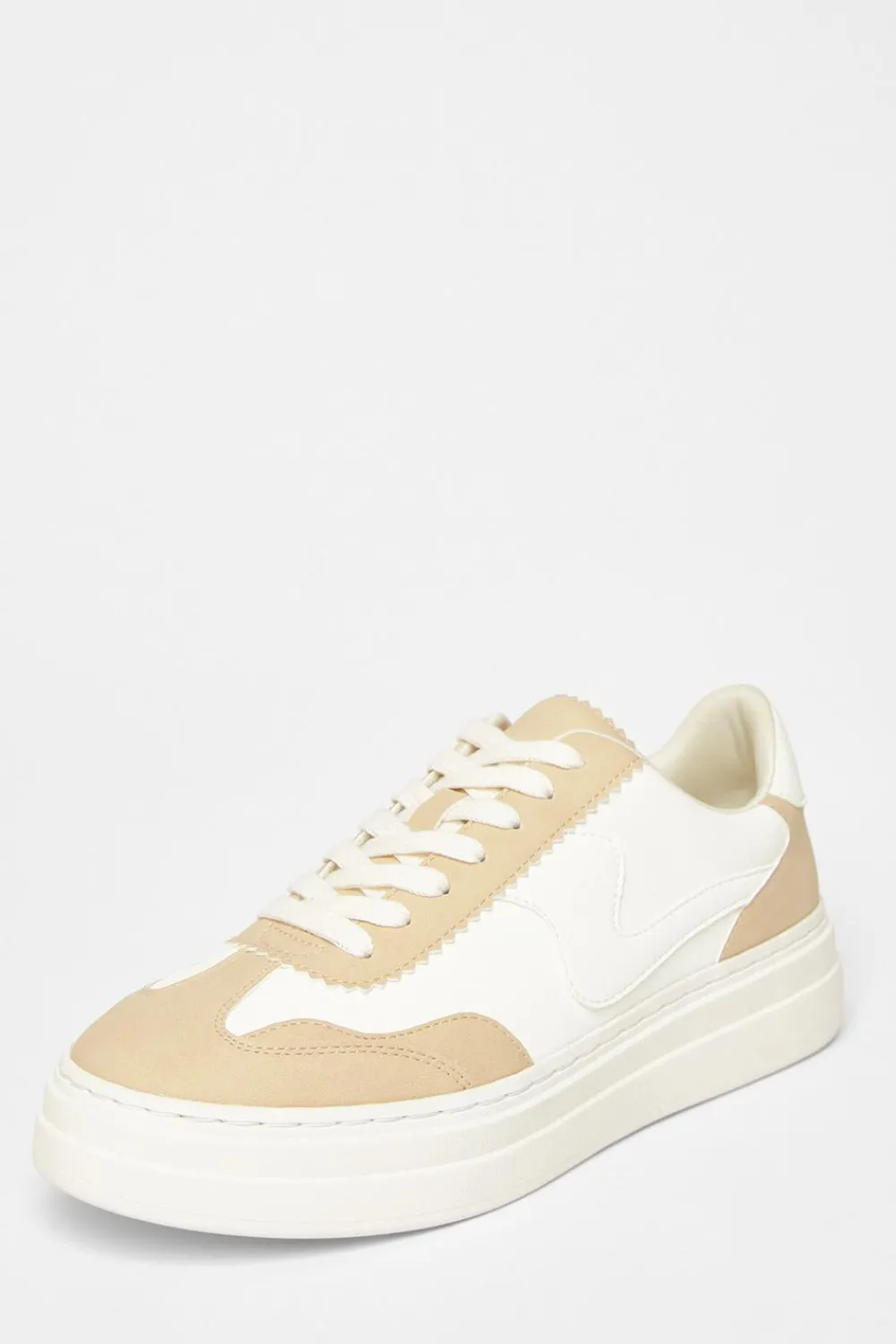 Quiz Trainers>Nude Faux Leather Chunky Trainers