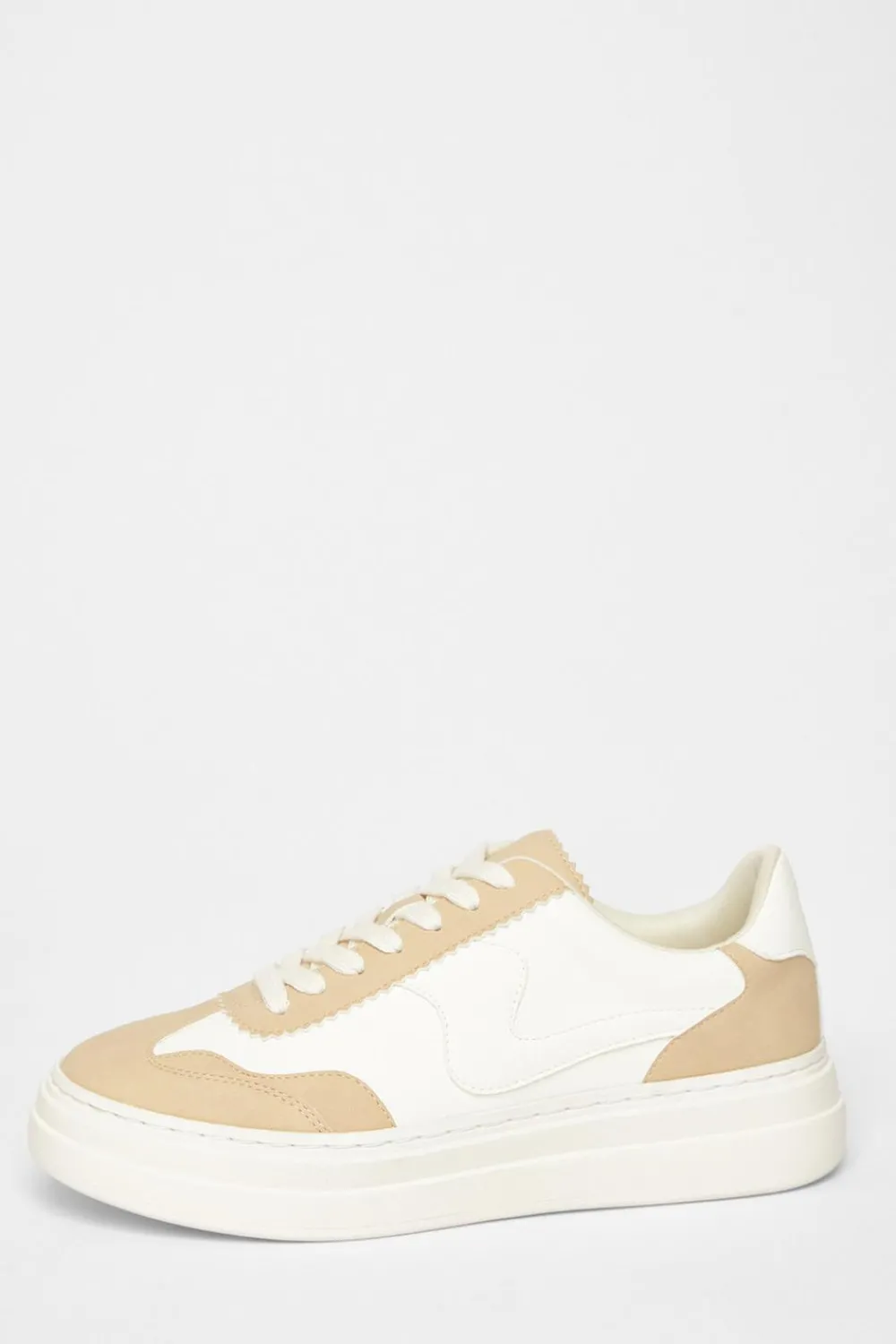 Quiz Trainers>Nude Faux Leather Chunky Trainers