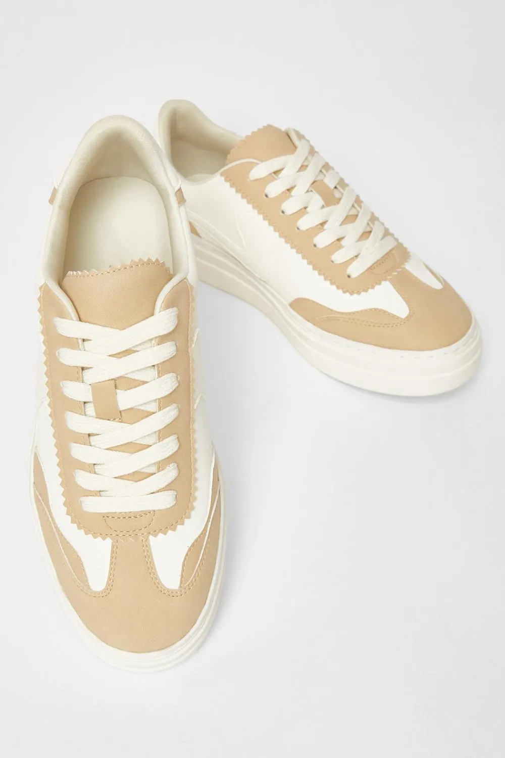 Quiz Trainers>Nude Faux Leather Chunky Trainers