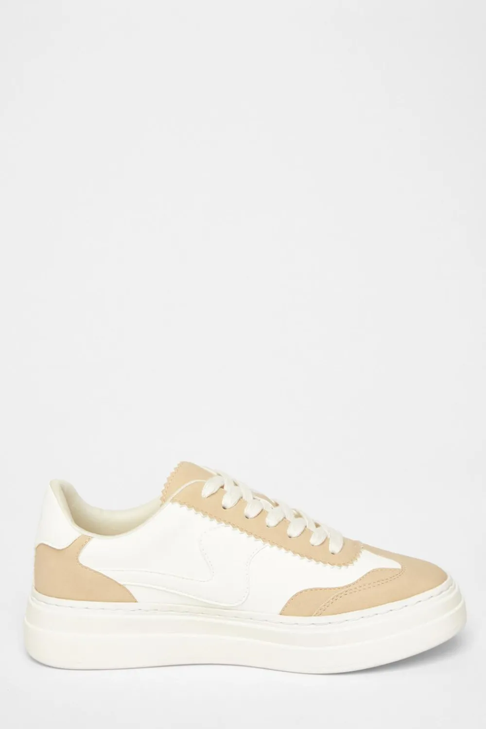 Quiz Trainers>Nude Faux Leather Chunky Trainers