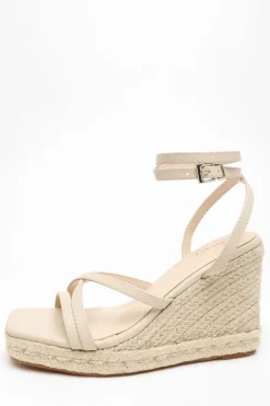 Quiz Wedges|Sandals>Faux Leather Strappy Woven Wedges