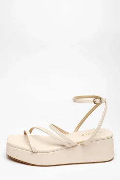 Quiz Wedges|Sandals>Faux Leather Strappy Flatform Sandals