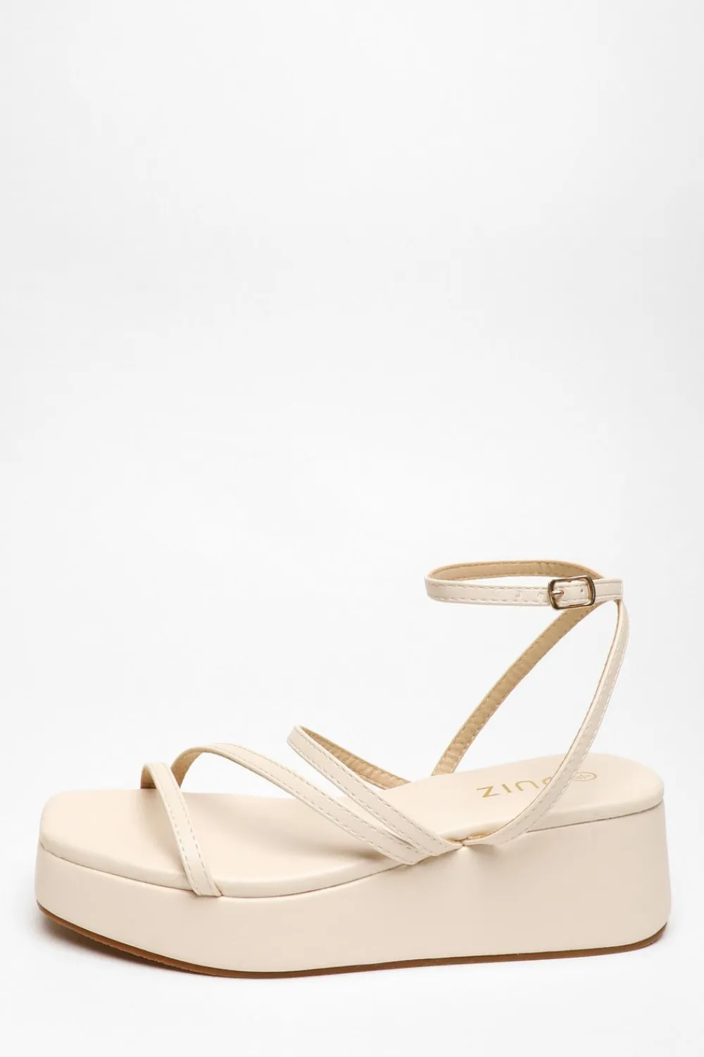 Quiz Wedges|Sandals>Faux Leather Strappy Flatform Sandals
