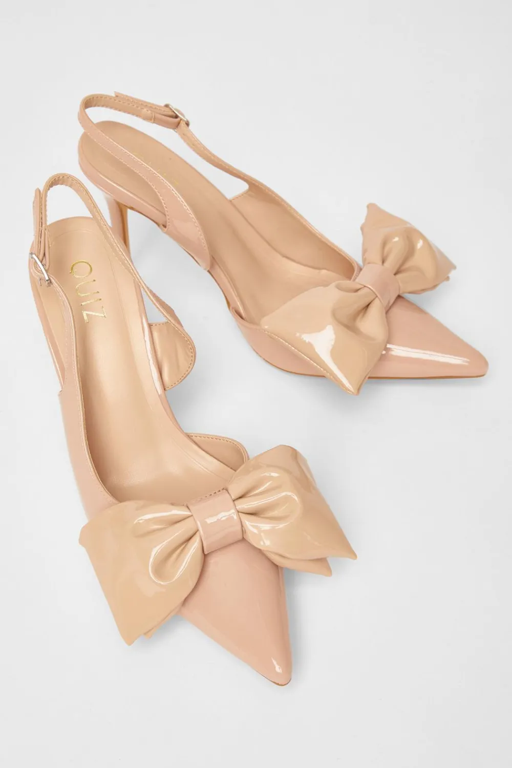 Quiz Occasion Shoes|Heels>Patent Bow Court Heels