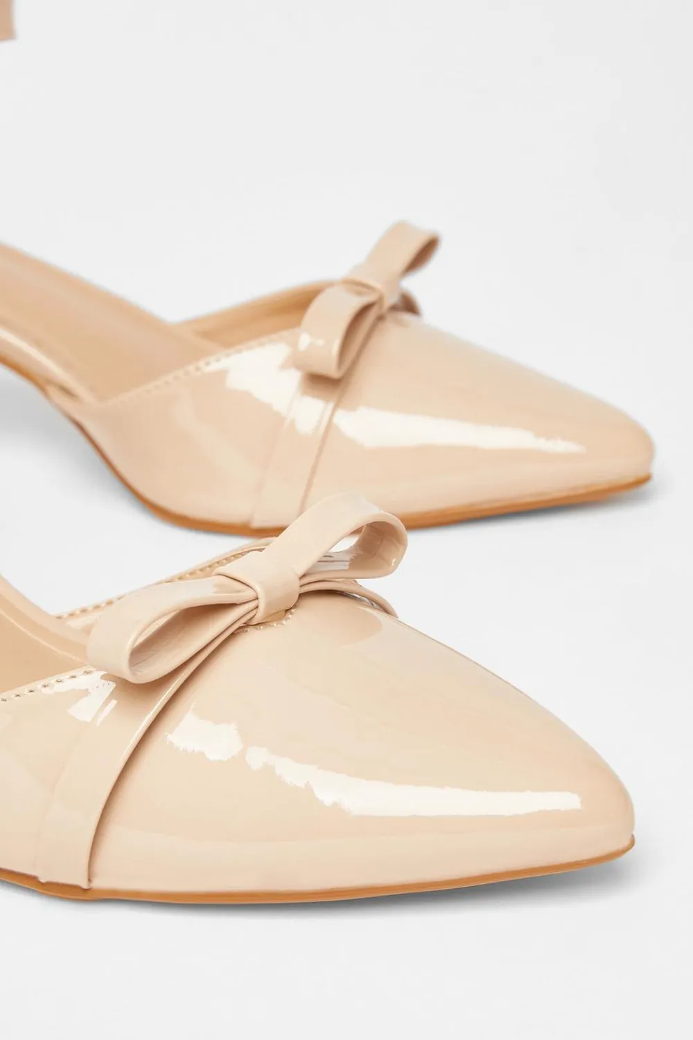 Quiz Occasion Shoes|Heels>Patent Bow Court Heels