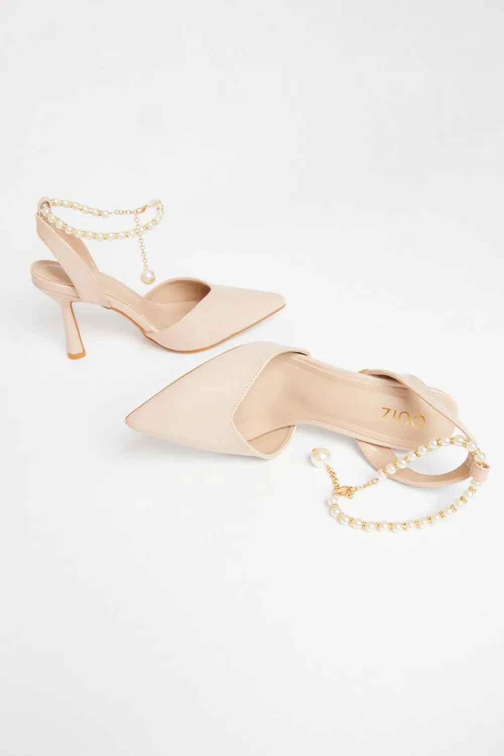 Quiz Occasion Shoes|Heels>Pearl Strap Court Heels