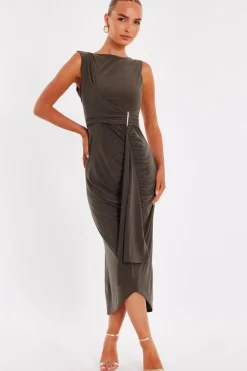 Quiz Day At The Races|Christening Guest>Olive Wrap Midaxi Dress