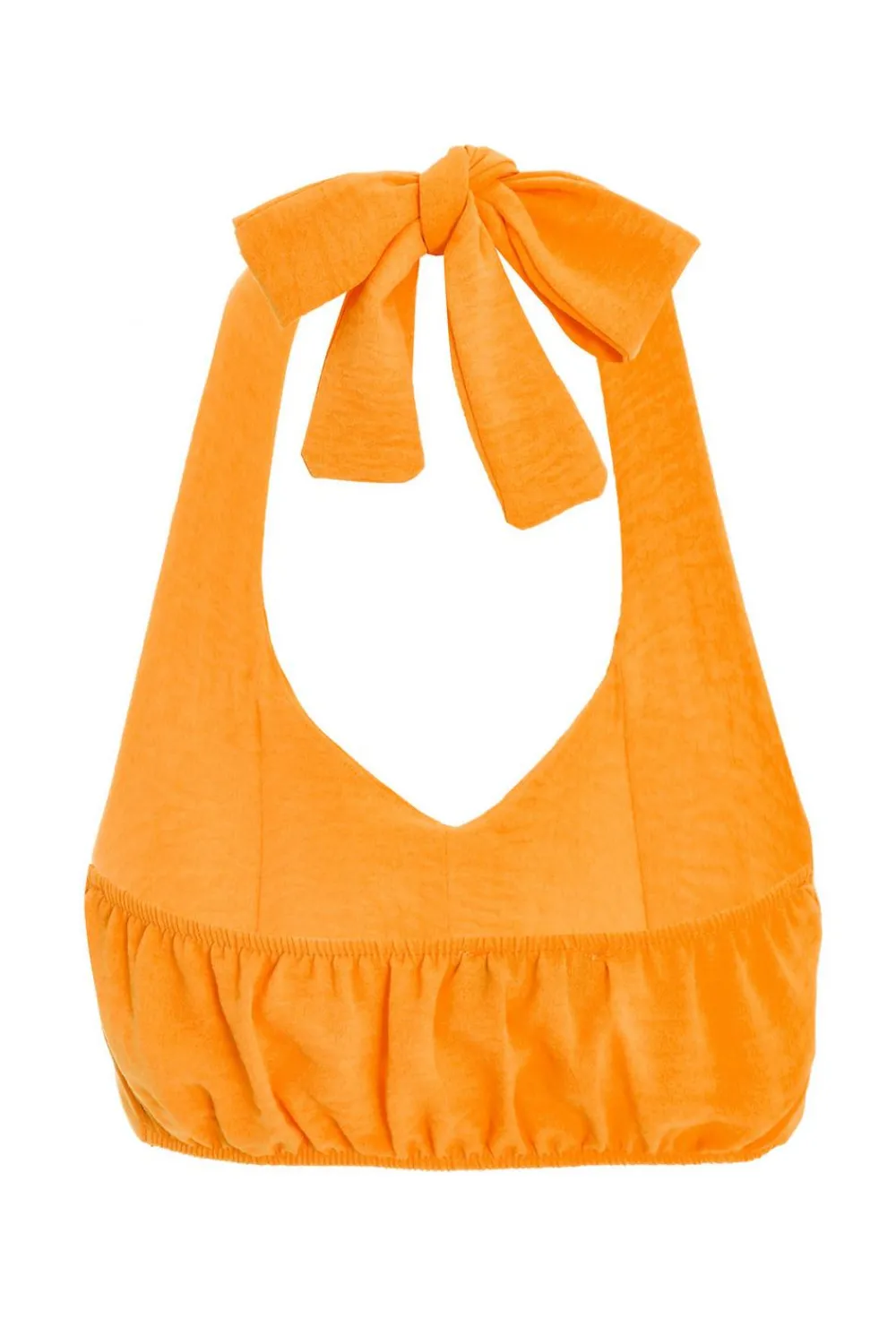 Quiz Summer Tops|Crop Tops>Orange Halter Neck Crop Top