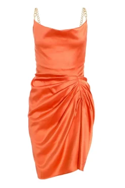 Quiz Satin Dresses|Mini Dresses>Orange Satin Mini Dress