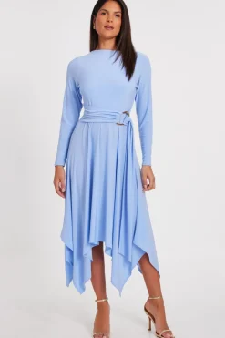 Quiz Evening Dresses|Day At The Races>Pale Blue Asymmetric Hem Midaxi Dress