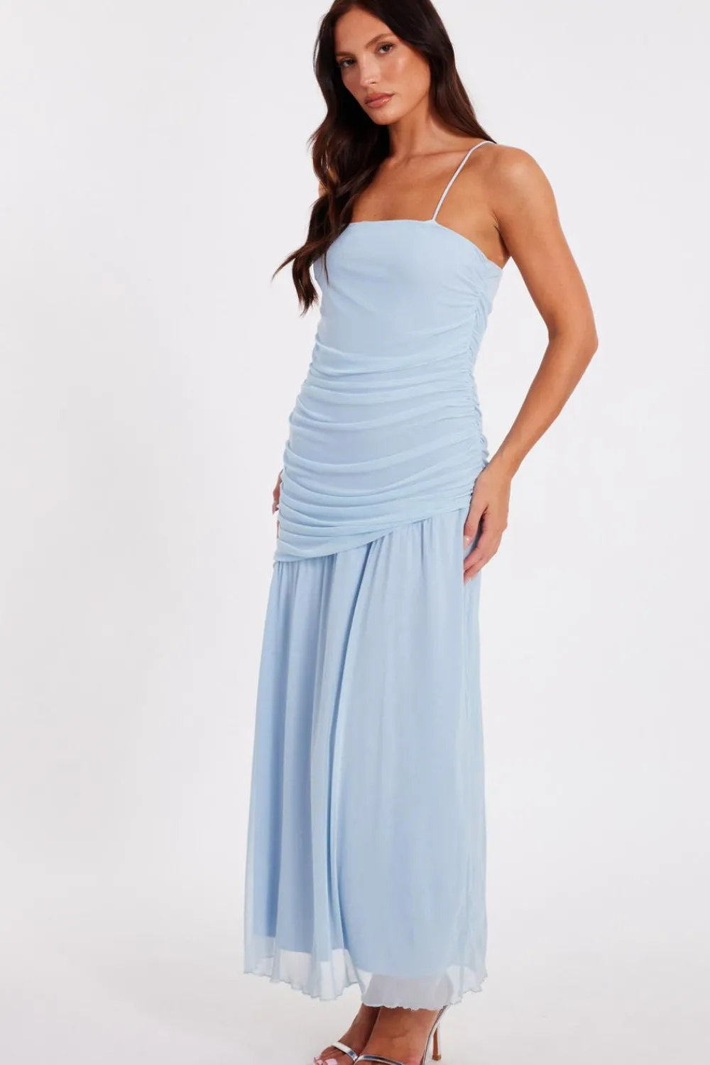 Quiz Day At The Races|Christening Guest>Pale Blue Drop Waist Midaxi Dress