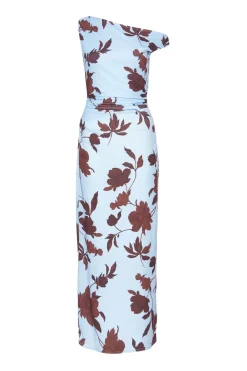 Quiz Day At The Races|Summer Clothes>Pale Blue Floral Asymmetric Midaxi Dress