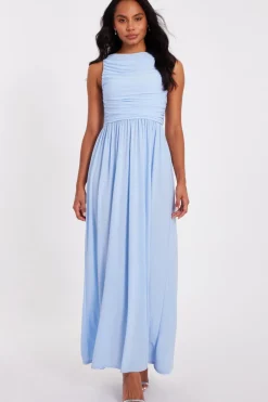 Quiz Day At The Races|Christening Guest>Pale Blue Ruched Midaxi Dress