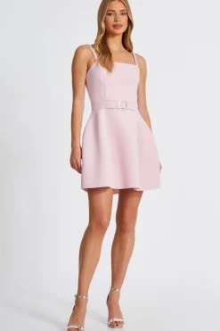 Quiz Day At The Races|Summer Clothes>Pale Pink Buckle Mini Dress