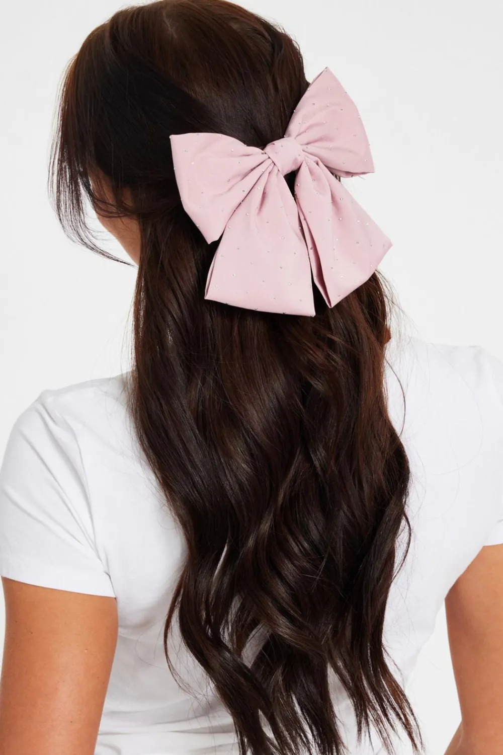 Quiz Wedding Accessories|Holiday Accessories>Pale Pink Diamante Hair Bow