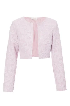 Quiz Christening Guest>Pale Pink Jacquard Crop Jacket