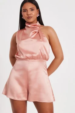Quiz Playsuits|Day At The Races>Satin Asymmetric Playsuit