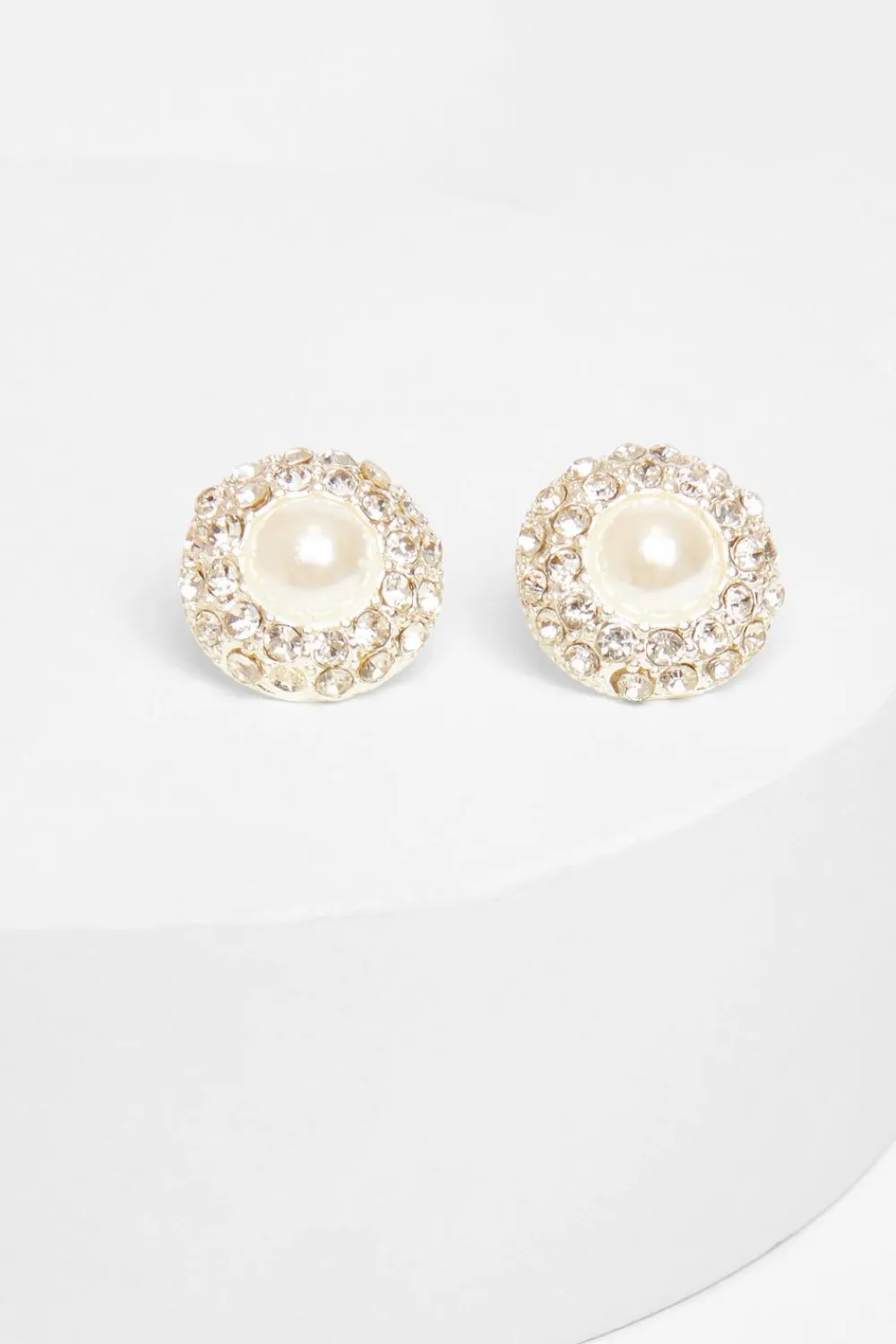 Quiz Wedding Accessories|Jewellery>Pearl Diamante Circle Stud Earring