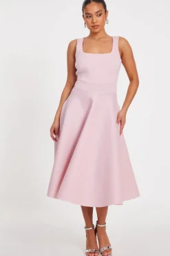 Quiz Evening Dresses|Day At The Races>Petite Baby Pink A-Line Midi Dress