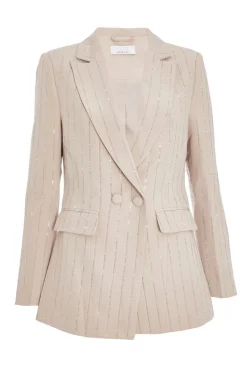 Quiz Modest|Jackets & Coats>Petite Beige Embellished Blazer