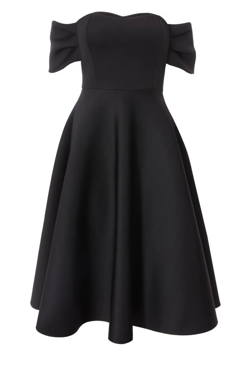 Quiz Evening Dresses|Wedding Guest Dresses>Petite Black Bardot Midi Skater Dress
