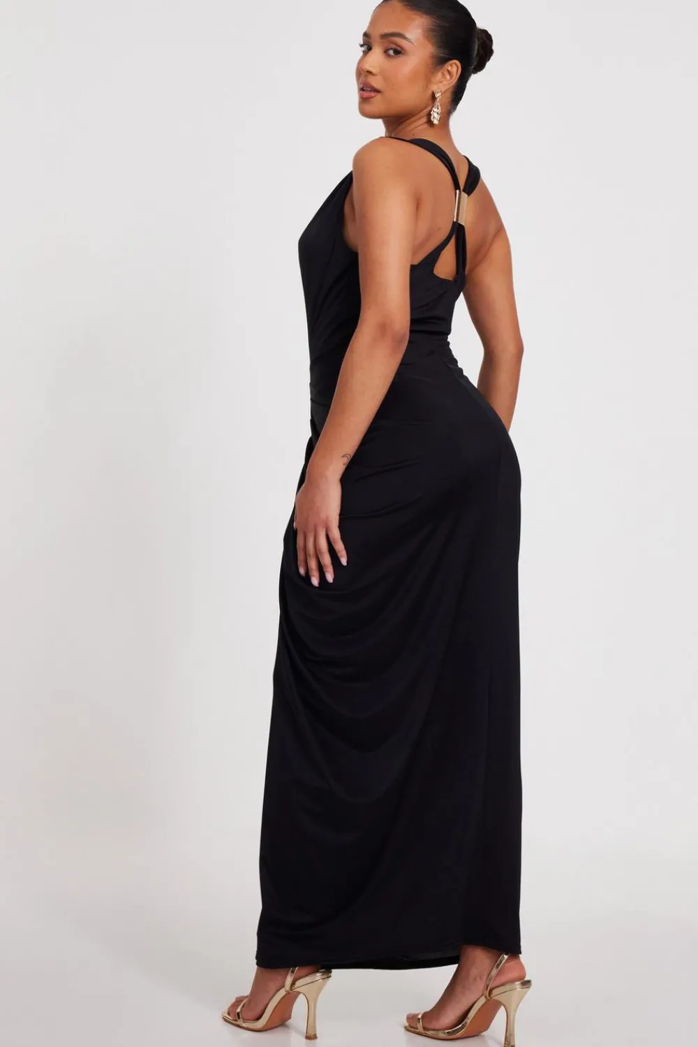 Quiz Evening Dresses|Going Out>Petite Black Cowl Neck Midaxi Dress