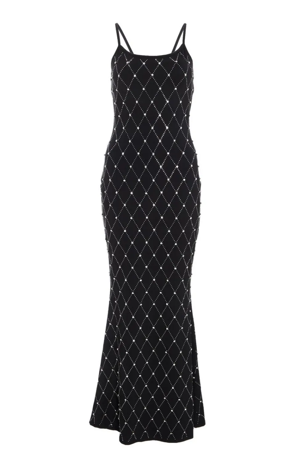 Quiz Evening Dresses|Prom Dresses>Petite Black Rhinestone Square Neck Maxi Dress