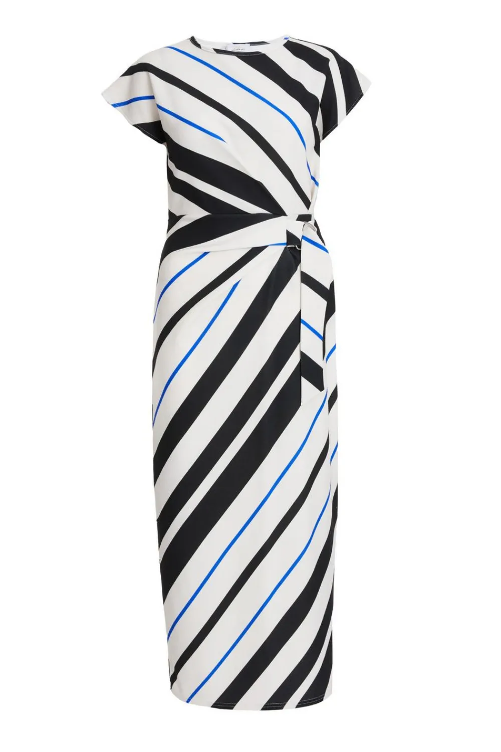 Quiz Workwear|Petite Dresses>Petite Black Stripe Tie Belt Midaxi Dress